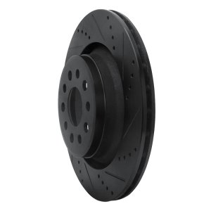 Maserati Ghibli Brake Rotor (1) - Rear Right - R1 Concepts - Drilled & Slotted - Black - `17-`24